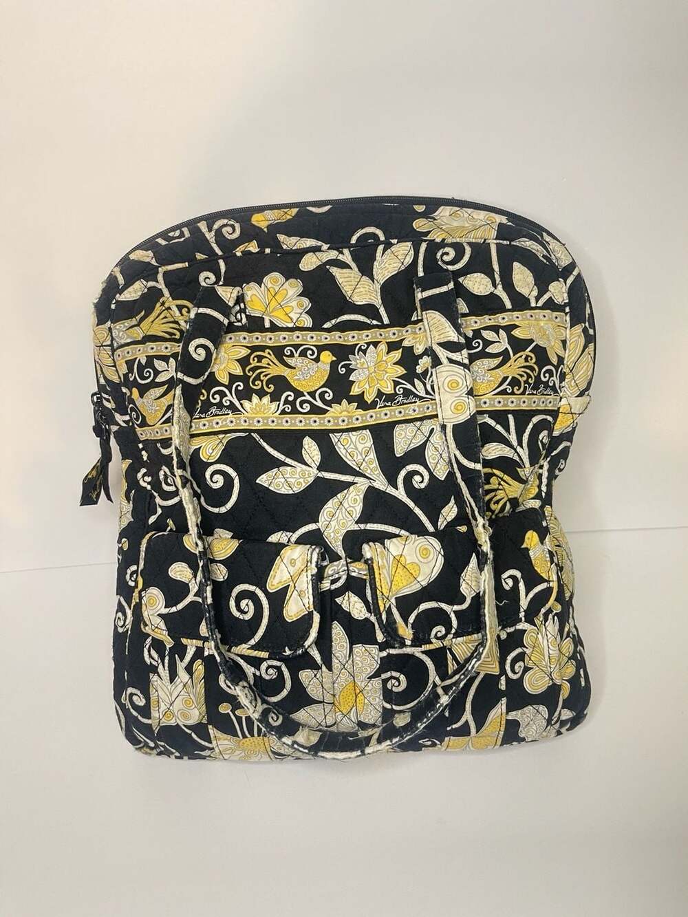 Vera Bradley Yellow Bird Pattern 14" Travel Tote Bag Laptop Case Retired EUC